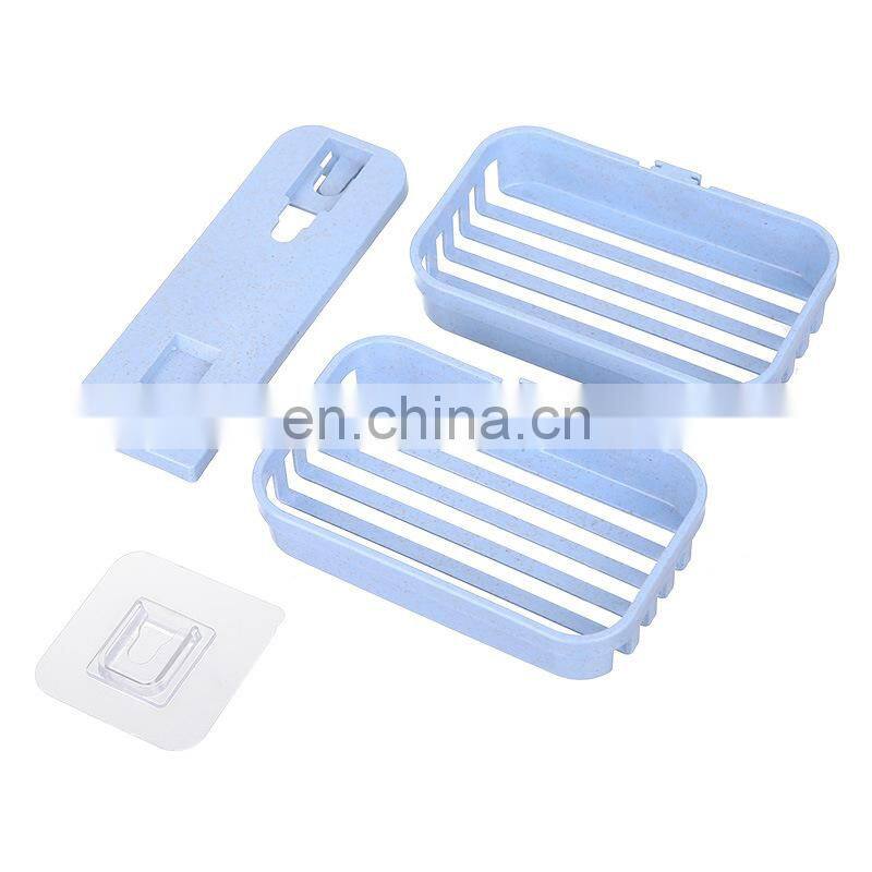 Wall Mounted Double Layer Soap Dish Punch-Free Drawer Draining Holder Kitchen Sponge Storage Box Bathroom Organizer Rack