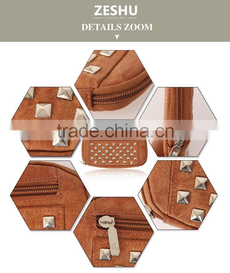 fashion rivet pu leather women wallet