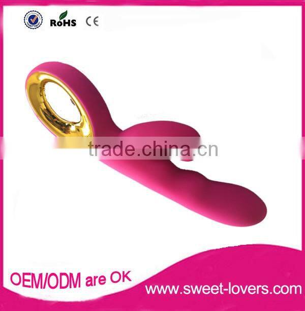 2016 New design usb rechargeable full silicone rabbit vibrator Heat function, girl sex av massager sex toys