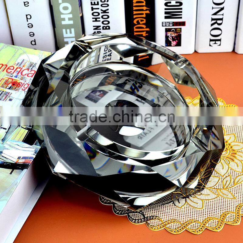 wholesale big Octagonal crystal ashtray cheap K9 glass ash bin
