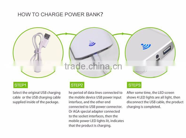 AGA smart 10000mAh power bank for iphone | portable small USB lithium battery charger | mini power supply for digital devices