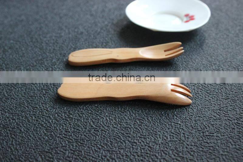 Cartoon Girl Children wooden spoon with fork