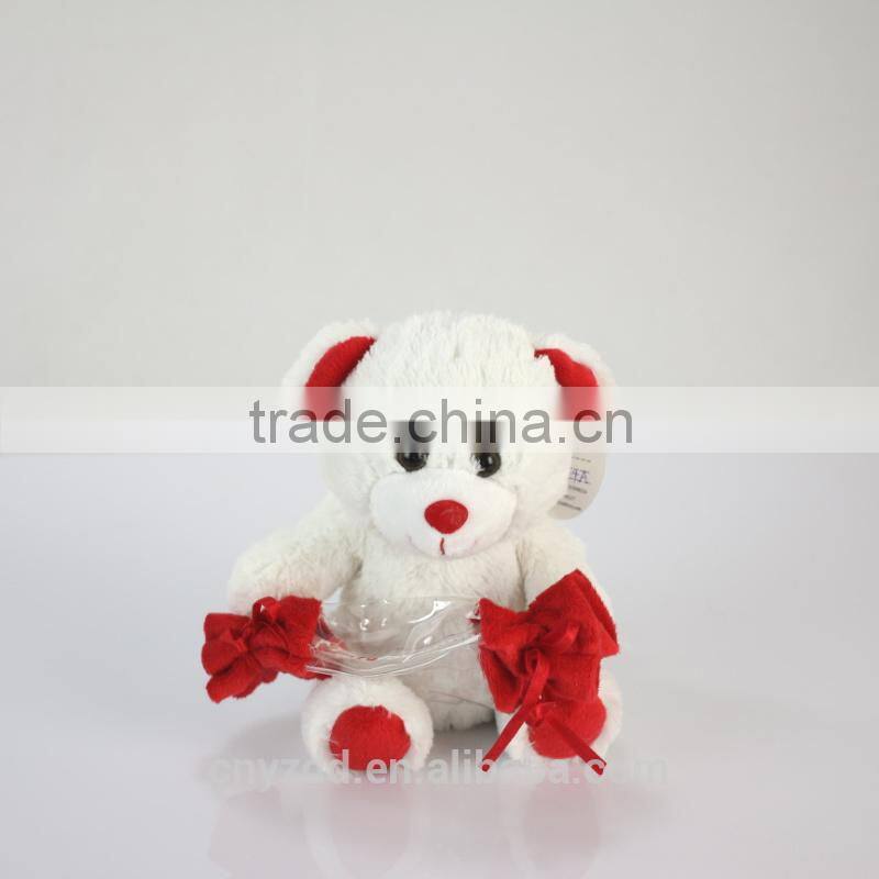 Plush Toy Christmas Bear Holdinng Candy Bag/Luck Soft Gift Toy Bear with Plush or Plastic Candy Bag /Stuffed Toy Bear in Clothes