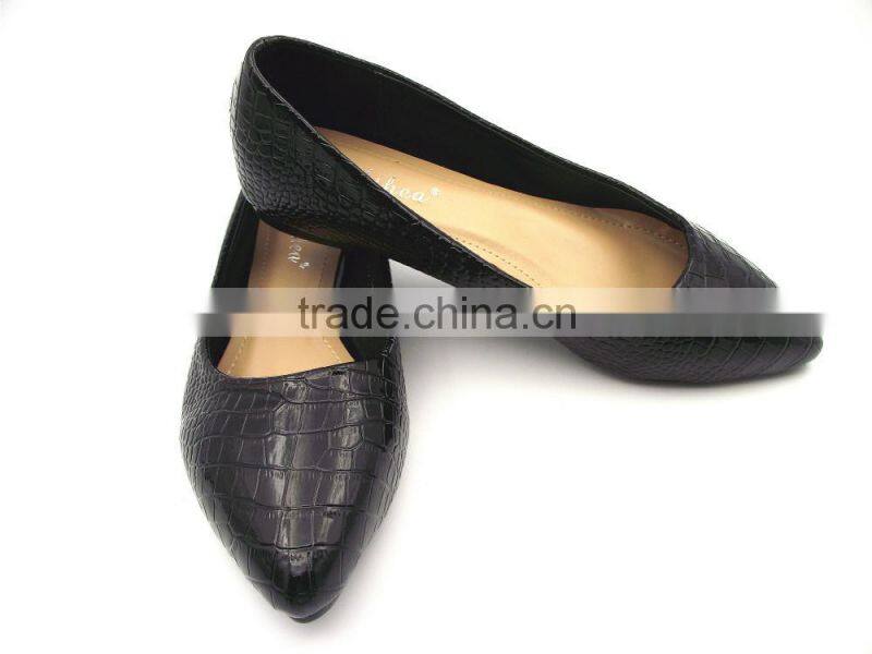 2016 wholesale factory price special leather Stone Pattern women flat shoes in stock