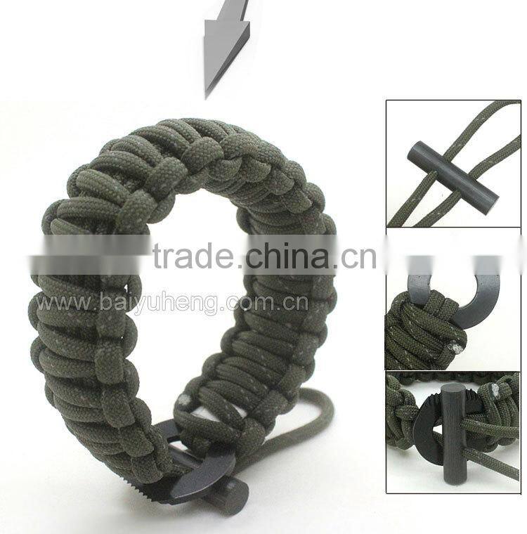 fashion letters woven paracord survival bracelet with fire starter buckles