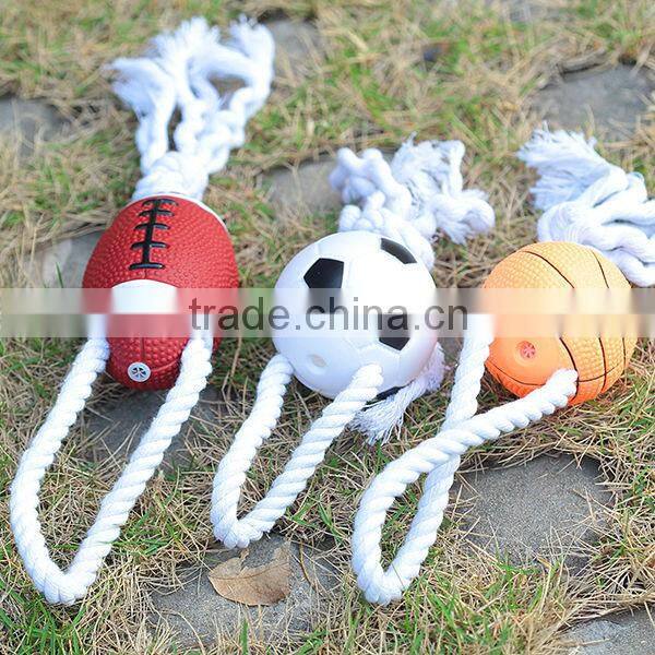 2015 New!Hot Selling Football & Basketball&Rugby With Dog Rope Toy Pet Product