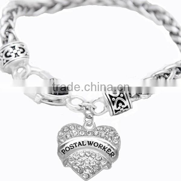 Genuine Austrian Clear Crystal GAMMA PHI BETA SORORITY Charm Chain Link Bracelet