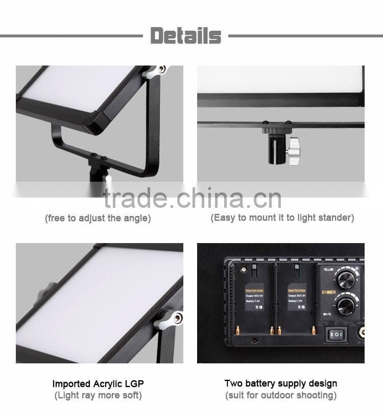 New patent color changeable CRI over 95 Soft light ray square video camera led light for shooting children