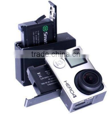 3.8v 1290mah battery & 3 channel charger for Go pro Smatree with high quality