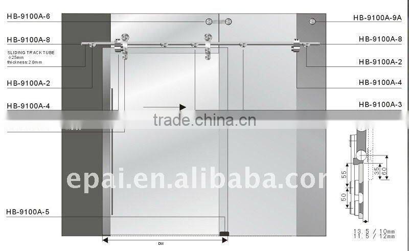 Sliding door glass connection