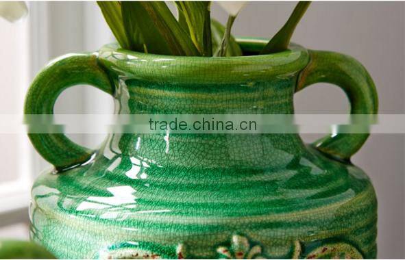 Green Ears Ceramic Glaze Vase Hand-painted Oil Painting B09BH04-5
