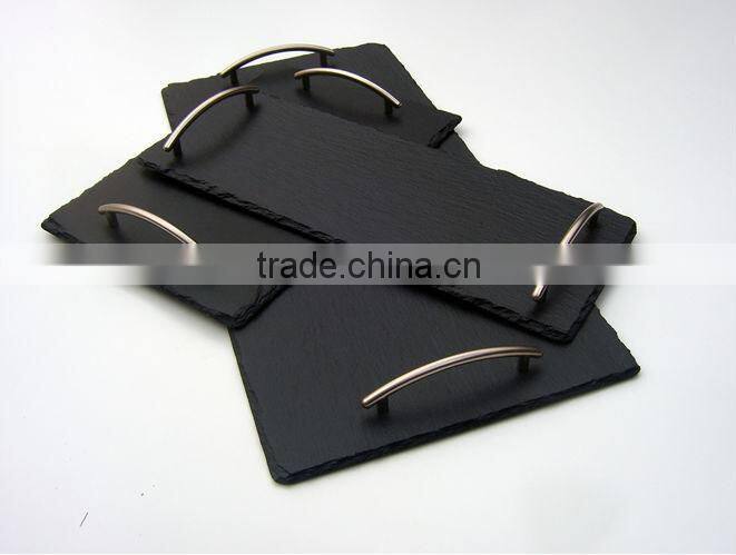 big size natural slate food tray with handles