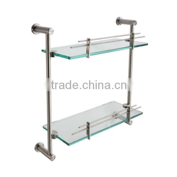 China Supplier Brass Heavy Duty Toilet Accessories Bathroom Shelf bathroom glass shelf 6B0162
