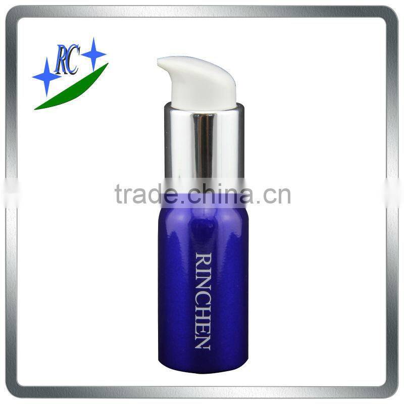 50ml blue color aluminum bottle with metal pump