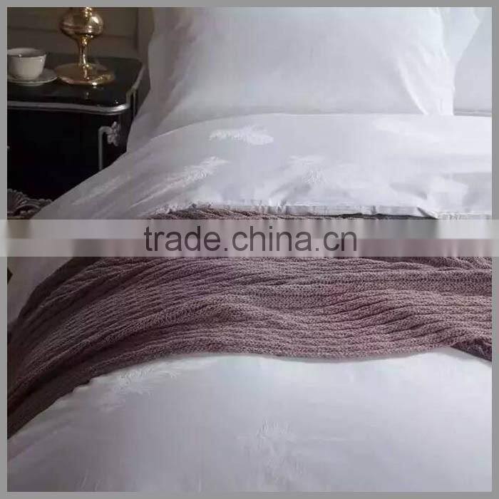 Hot Sale White feather Jacquard Hotel Bed Sheet/ Cotton Hotel Duvet Covers