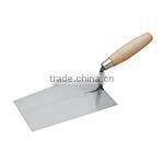 Plastering trowel with wooden handle, carbon steel normal polished, V notched