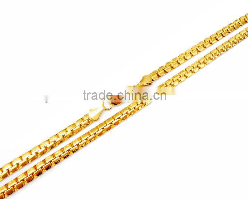 Wholesale Diamond cutting stainless steel 18k gold plated curb chain dubai gold jewelry set