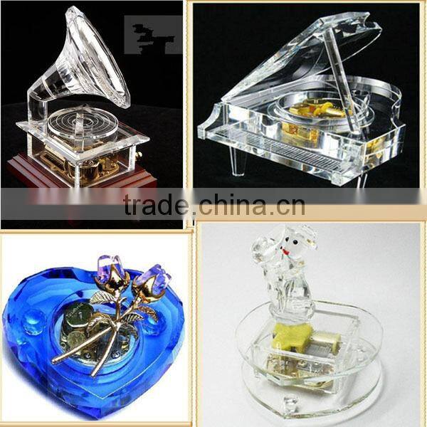 Wedding favors Artificial K9 crystal hand crank music box movement