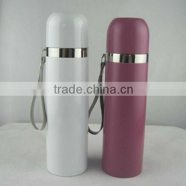 Nice looking stainless steel vacuum bottle flask with carrying strap 350ml&500ml
