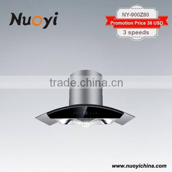 Tempered Glass self venting Commercial range hood