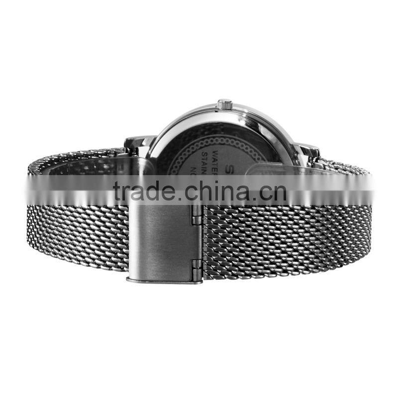 SKONE 7392 mesh steel band stainless steel back water resistant watch