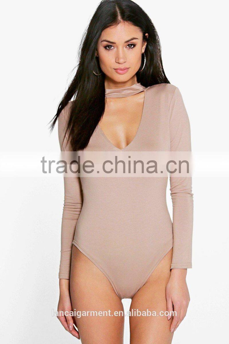 LOLA CHOKER NECK STRAP V PLUNGE L/S BODYSUIT FOR LADIES 2016