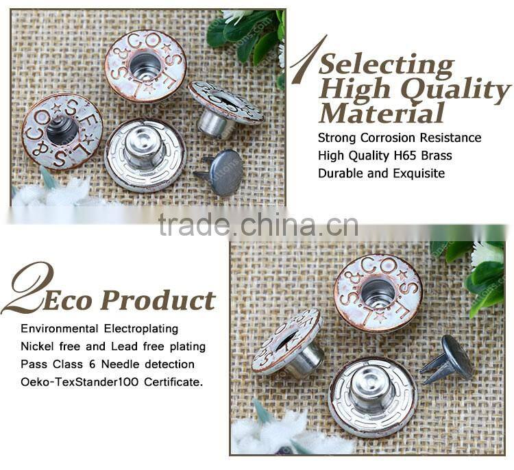 17MM Coat and Blazer Button Jean Button for Jeans Wear