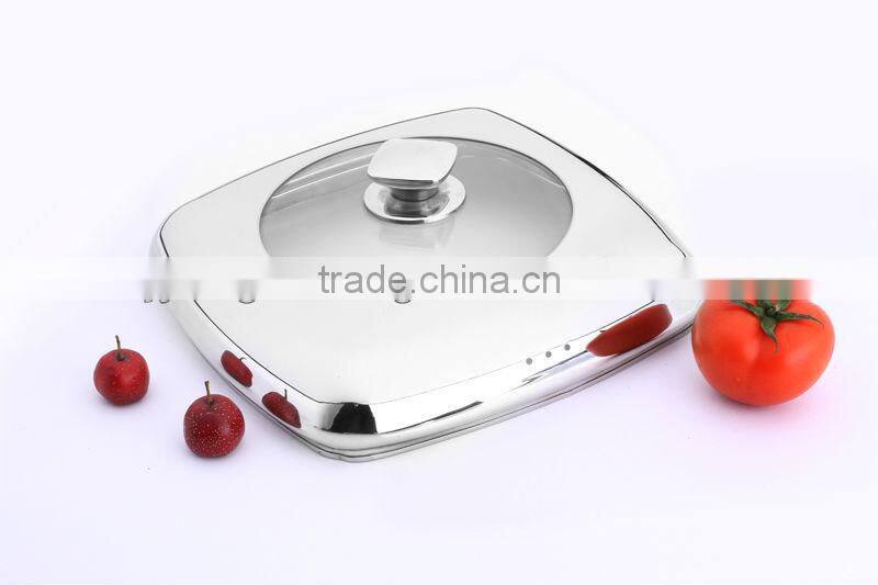 stainless steel edge glass lid steam vent lid