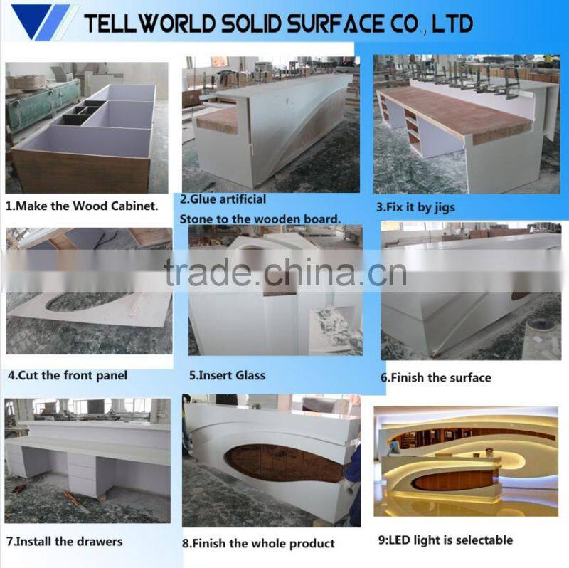 Half round moon shape man-made stone/solid surface shop counter design