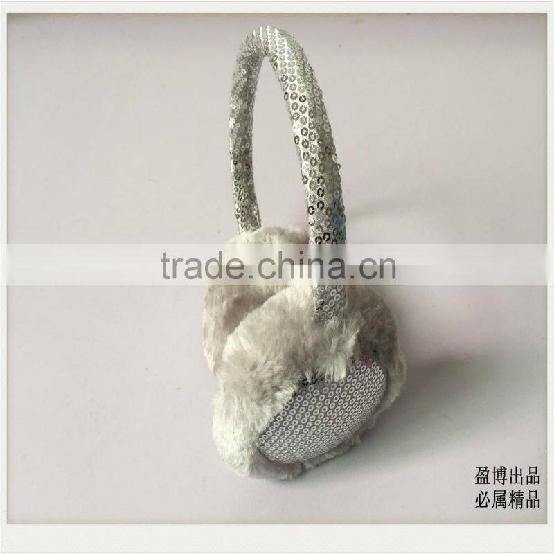 2016 ear muffs for girls Telescopic adjusting the size of girls rose red sequined bow Plush warm winter earmuffs