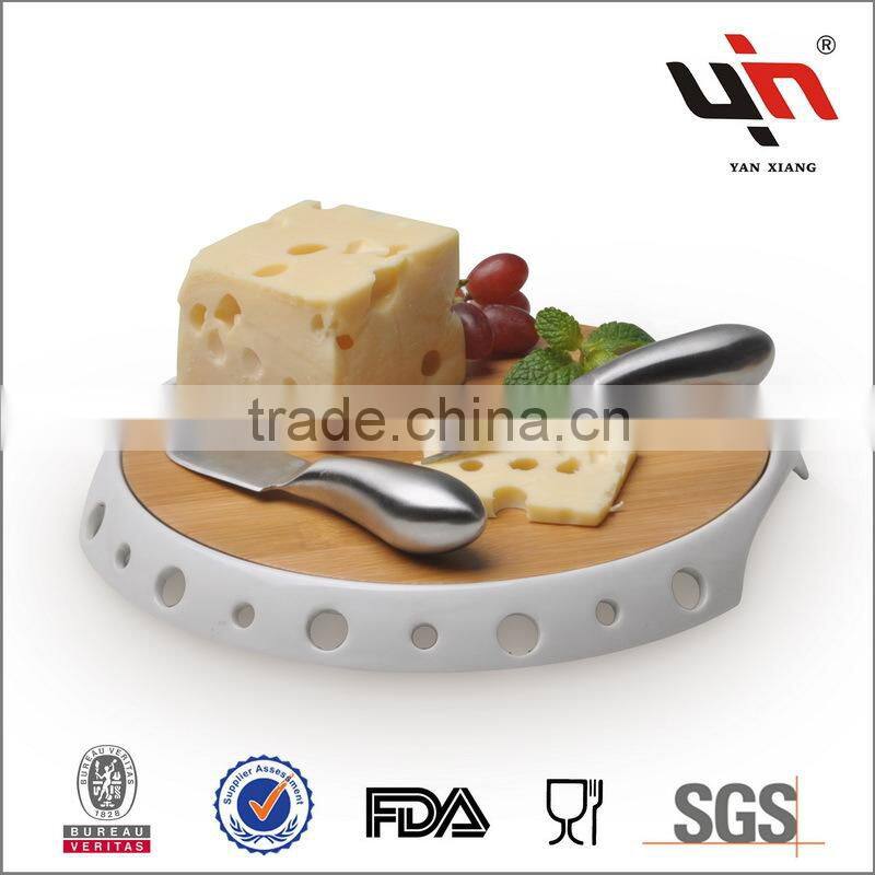 Bamboo Cheese Board With Knives