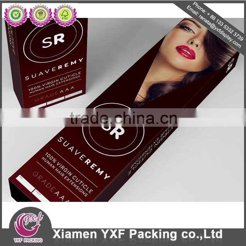 Gold shiny purple glossy finished hair extension packaging box