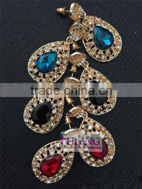 GOLD Drop Jewelry Earrings Hypoallergenic Diamond Crystal Earrings