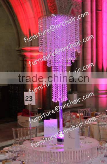 Shanghai event rental furniture acrylic LED lighted wedding table top chandeliers