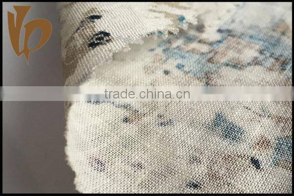 Shaoxing flower printing fabric linen and viscose rayon fabric for woman dress
