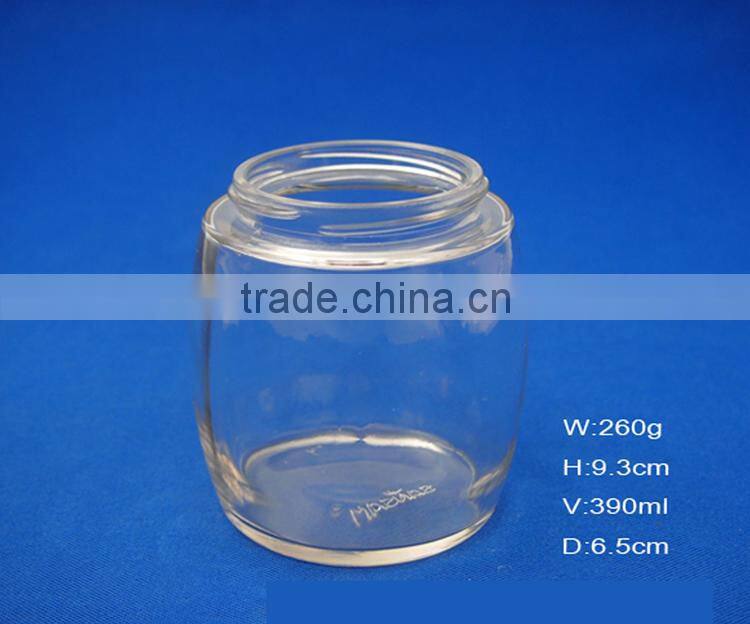 390ml wholesale high quality clear glass storage jar for liquid