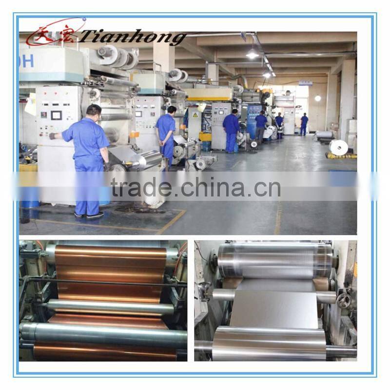 light green colored free edge alu pet foil heat-resistant insulating tape hangzhou tianhong low price al products