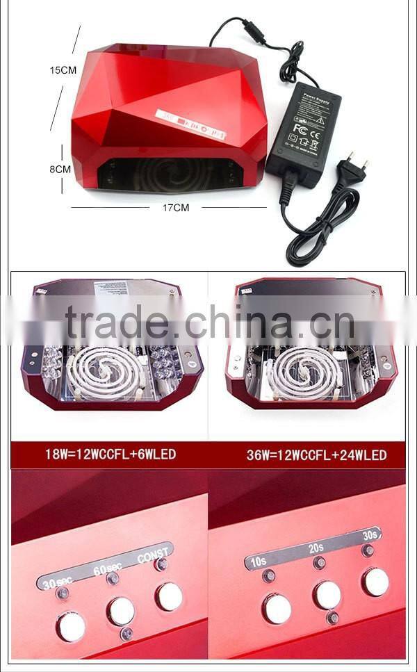 2015 new product professional uv nail lamp, 36 W uv gel nail curing lamp light dryer