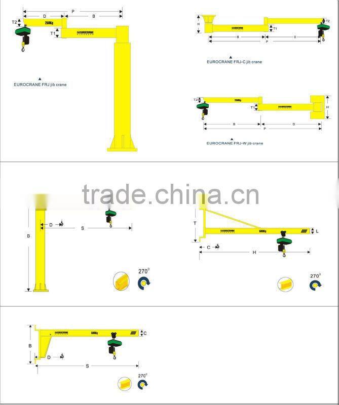 china 360 Degree rotating slewing lift jib crane