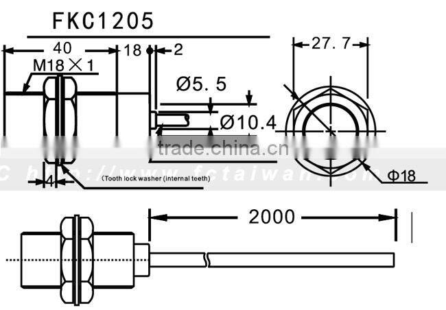 FKC series Capacitive Sensor, M12/M18/M30 Teflon Housing, Chemical and Corrosion Resistance, Four-wire Type Offered.