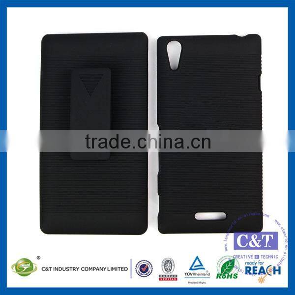 C&T New Coming Promotion belt clip kickstand hybrid plastic hard case for sony t3