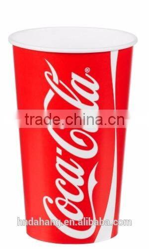 Printed paper cup disposable cold drink cup pepsi cup with lids 12/ 16oz