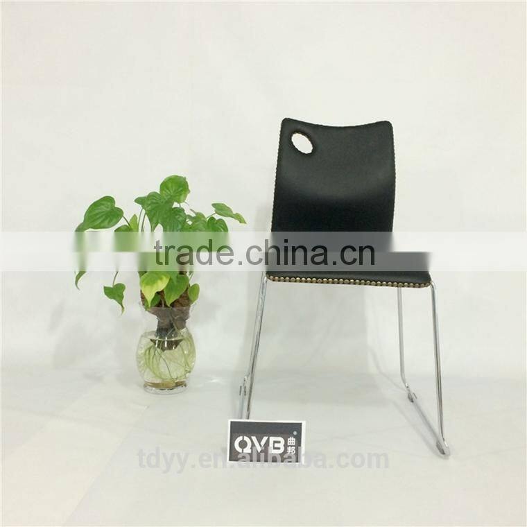 TDC-182-F2 QVB JIANDE TONGDA BENTWOOD PU SEATING WITH with copper rivets stackable METAL CHROME PLATED DINING CHAIR