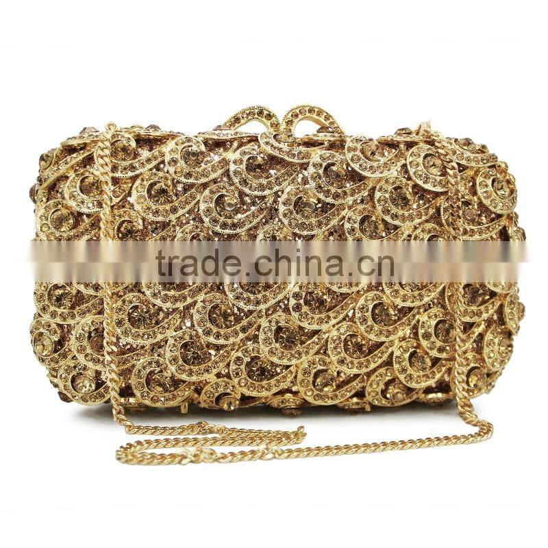 gold crystal rhinestone elegant wedding diamante ladies clutch evening bag (88161A-GG)