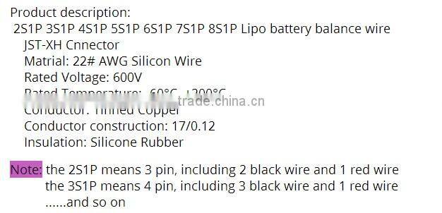 10CM 2S1P 3S1P 4S1P 5S1P 6S1P 7S1P 8S1P 9S1P 10S1P Balance Charger Cable 22 AWG Silicon Wire JST XH Plug