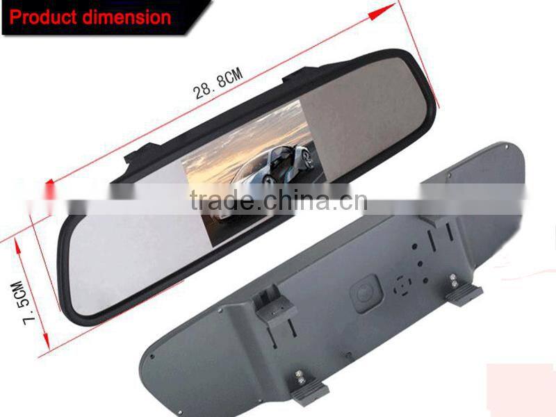 car reverse rearview 16:9 4.3 inch car security mirror monitor for camera dvd vcr 12v