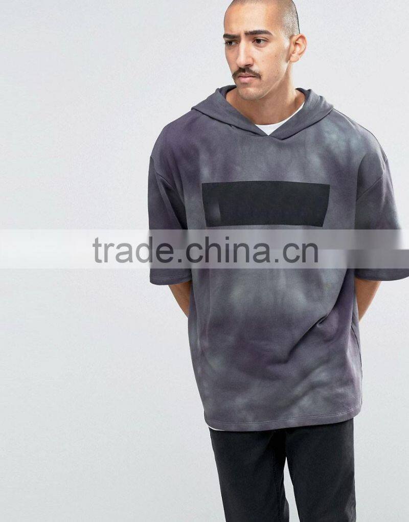 Promotion oversized with hood dark grey men custom high quality 1/2 sleeves pakistan hoodies