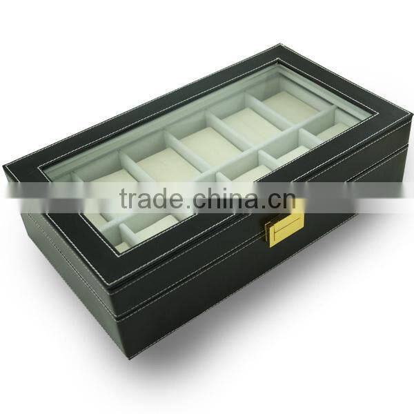 Gift box for watch with buckle lock, fancy PU leather watch box