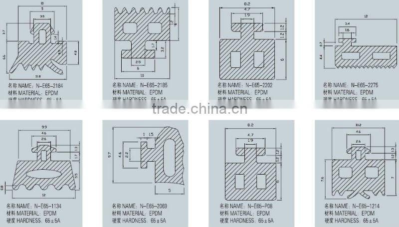 Out-side glass rubber strip profile (EPDM, NBR, CR, SILICONE, PVC, COMPOSITE)