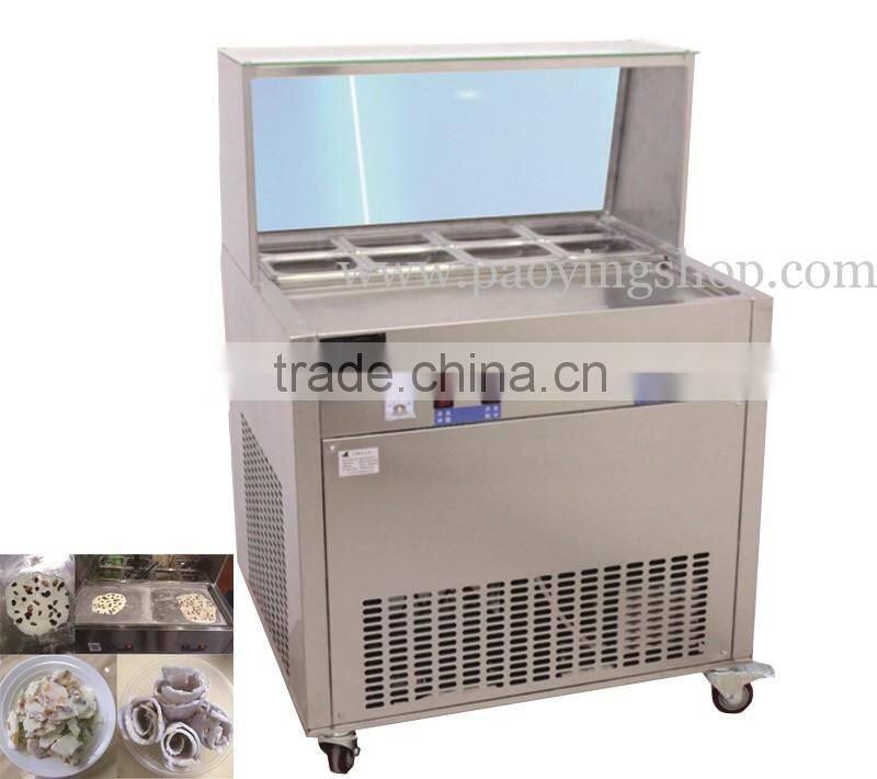 R22 Double Compressor Stainless Steel 110v 220v Electric Flat Pan Frozen Yogurt Rolling Ice Cream Machine with 8 Boxes
